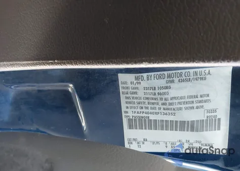 1999 Ford Mustang из США, поврежденный, VIN 1FAFP4040XF136352